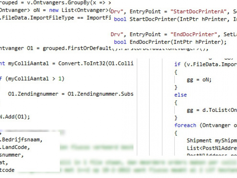 C# Code PostNL koppeling